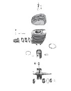 Cylindre, piston, vilebrequin pour moto MZ ES 175, MZ ES 250 et MZ ES 300 - Table 1